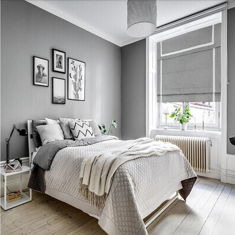 Stripe Print Polyester Roman Shade In Grey