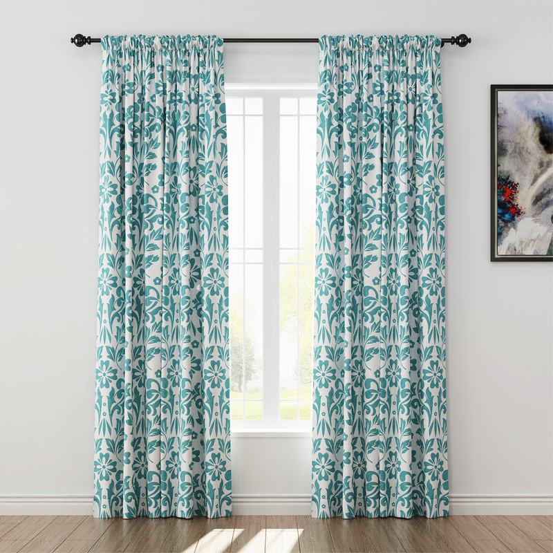 Nature Print Polyester Linen Curtain Drapery ARLO