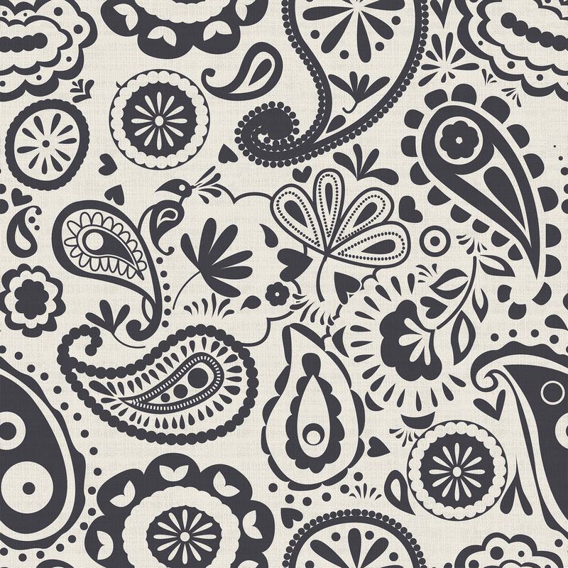 Paisley Print Polyester Linen Curtain Drapery IRIS