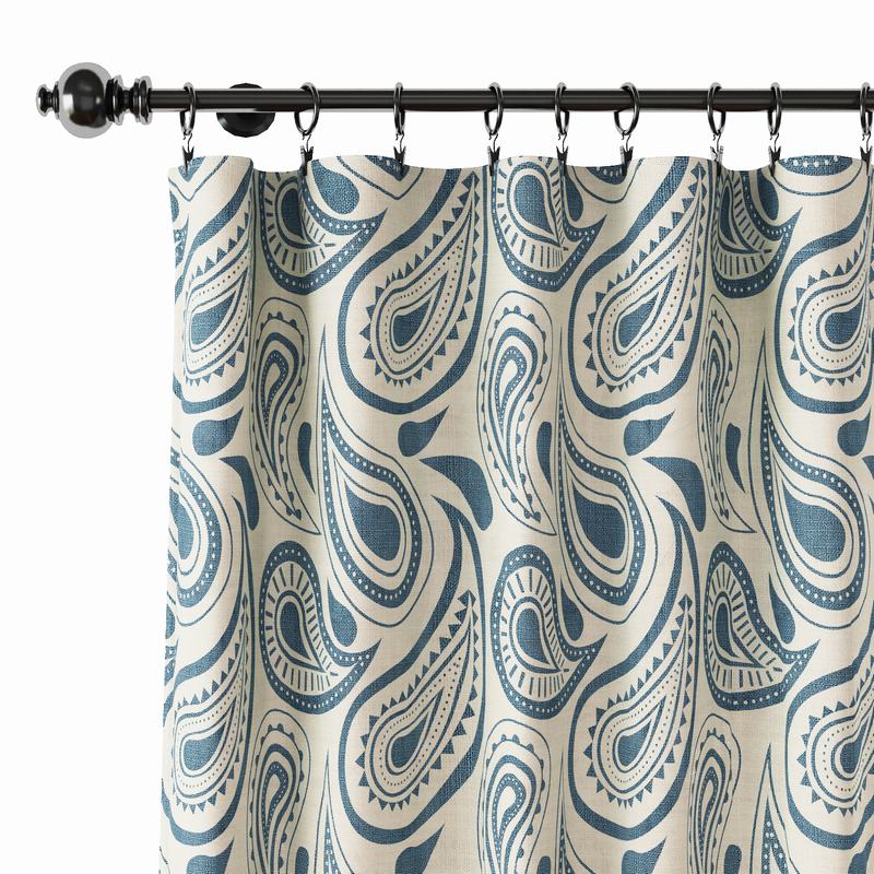 Paisleys Print Polyester Linen Curtain Drapery DMAIOSH