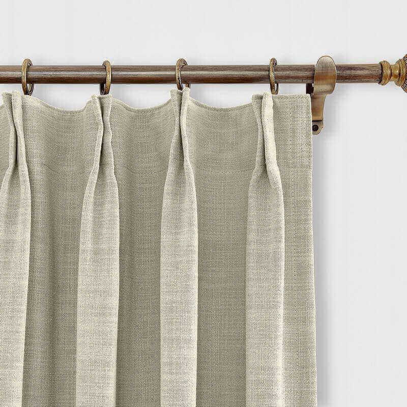 CUSTOM Liz Sand Beige Polyester Linen Window Curtain Drapery with Lined
