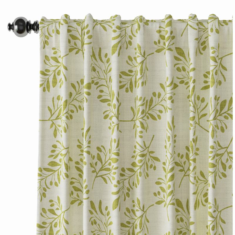 Nature Print Polyester Linen Curtain Drapery JASPER
