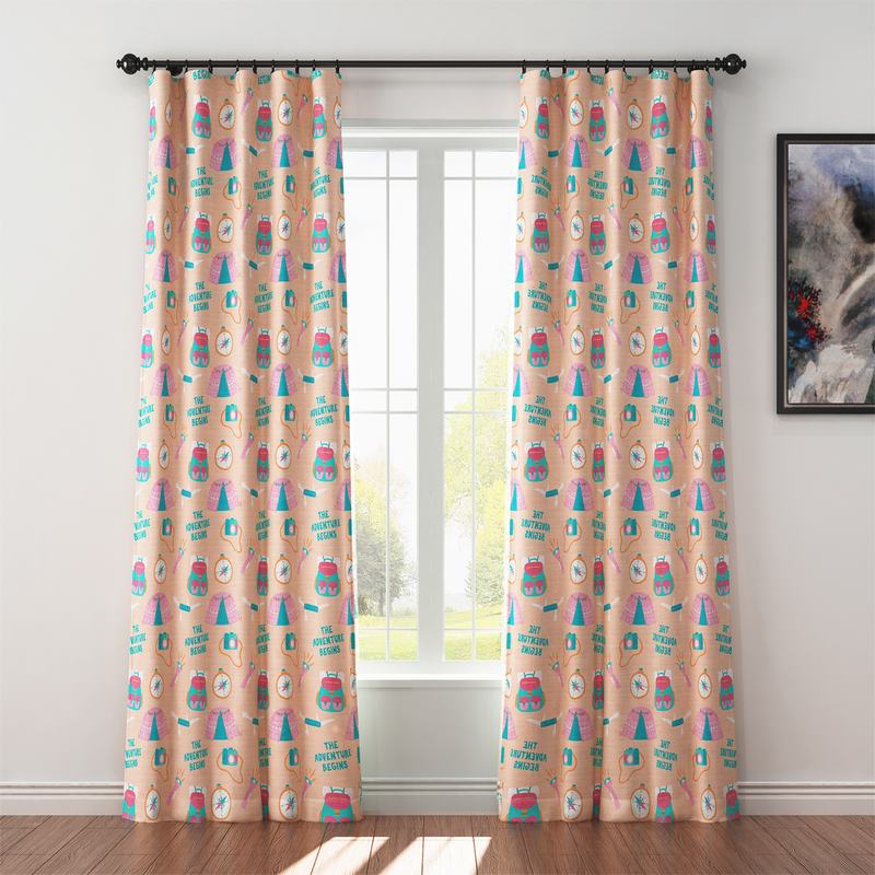 Kids Print Polyester Linen Curtain Drapery SILAS