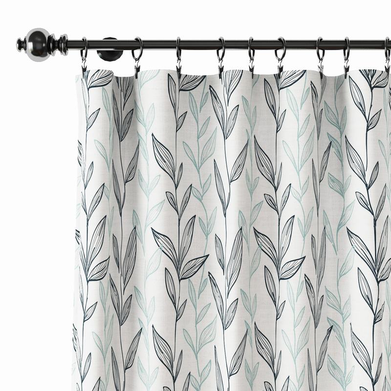 Nature Print Polyester Linen Curtain Drapery EZRA