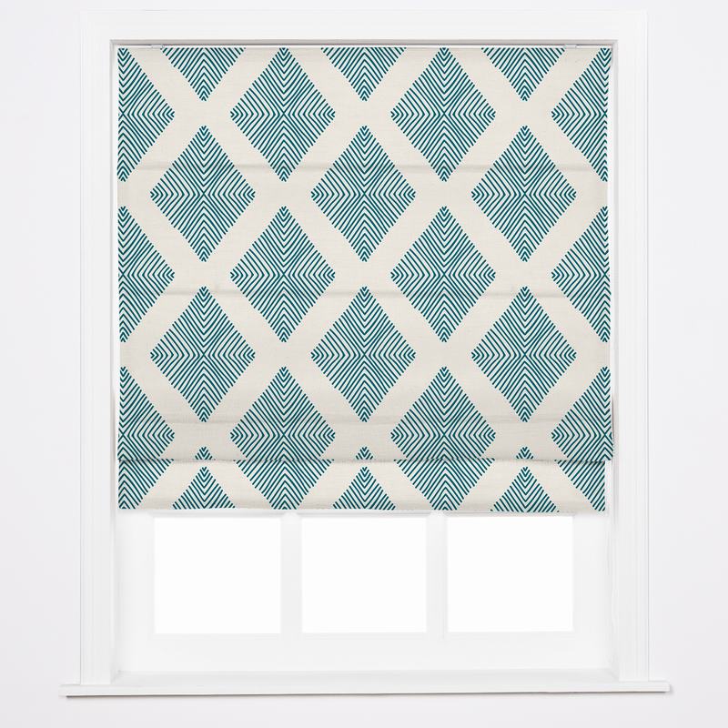 COLIN Geometric Print Polyester Linen Roman Shade