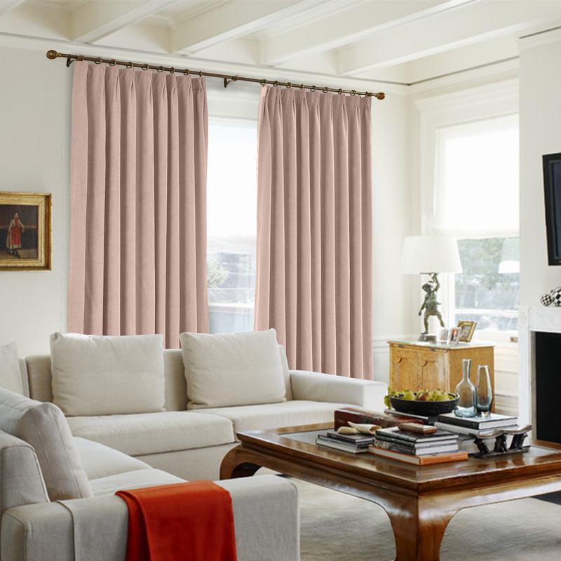 CUSTOM Kante Baby Pink Polyester Cotton Drapery With Lining Curtains