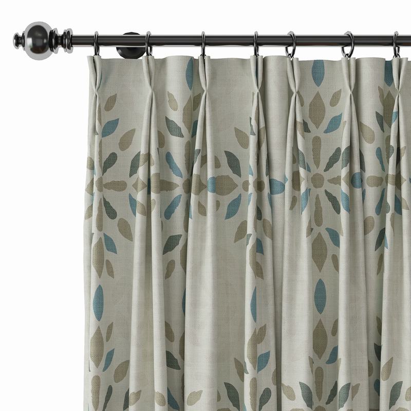 Abstract Print Polyester Linen Curtain Drapery with Privacy Blackout Thermal Lining CINDY