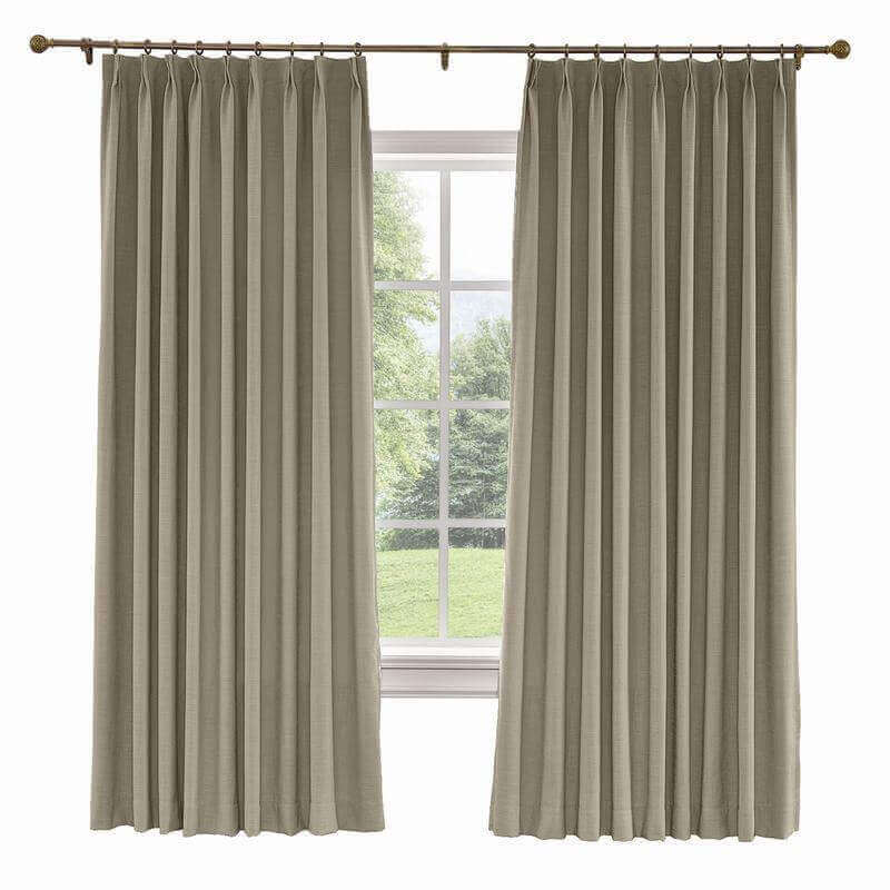 CUSTOM Liz Dim Gray Polyester Linen Curtain Drapery with Lined