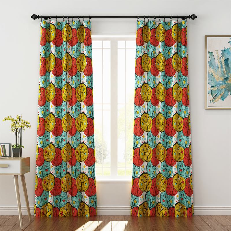 Abstract Print Polyester Linen Curtain Drapery ELOISE