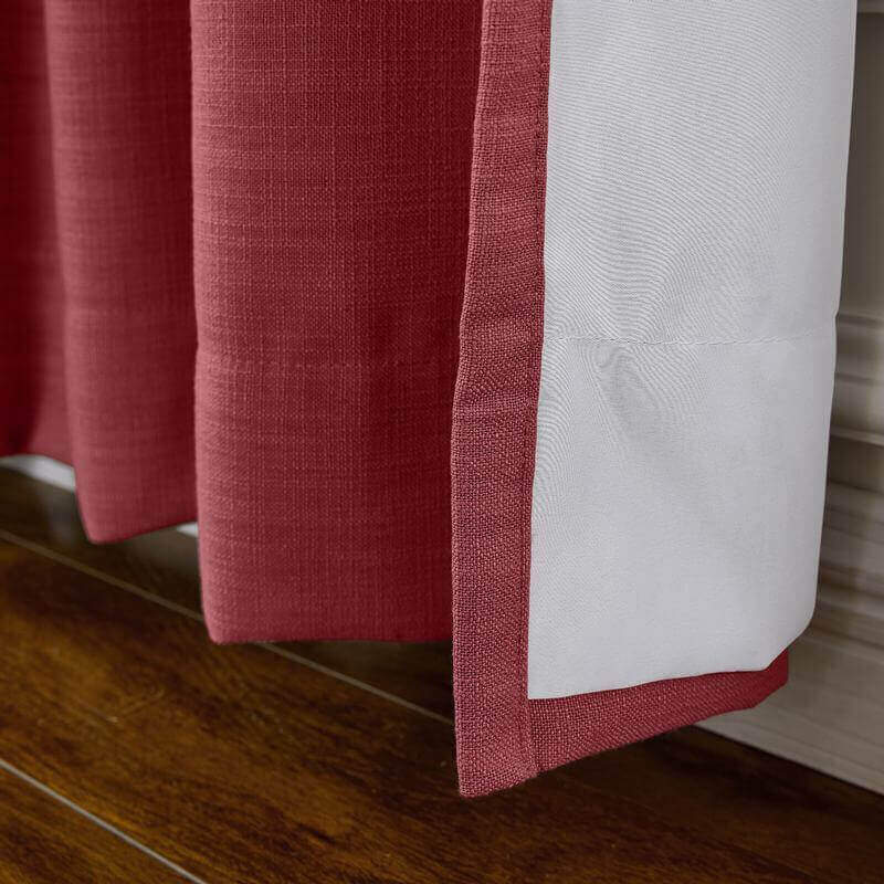 CUSTOM Liz Red Wine Polyester Linen Curtain Drapery with Lined