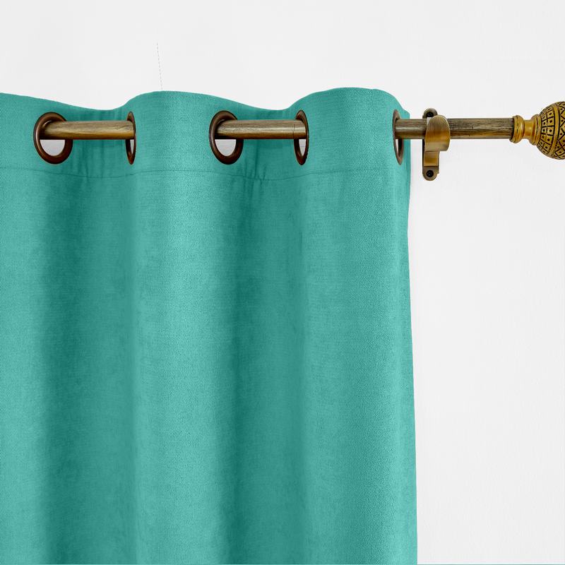 CUSTOM Kante Caribbean Green Polyester Cotton Drapery With Lining Curtains