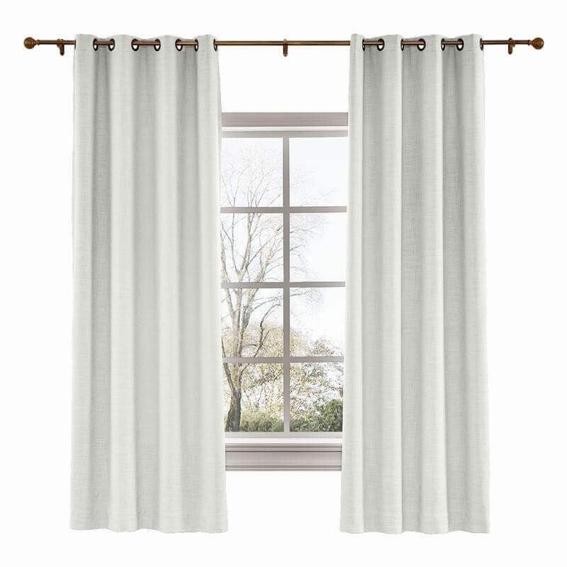 CUSTOM Liz Ivory White Polyester Linen Curtain Drapery with Lined
