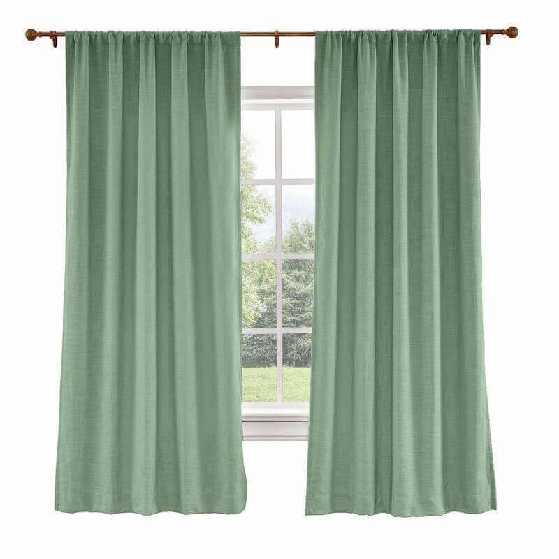 CUSTOM Liz Pale Turquoise Polyester Linen Curtain Drapery with Lined