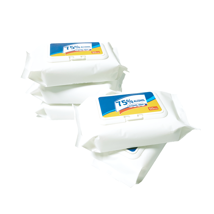 Alibaba select 50pcs in bag 75% Alcohol Wipes Disinfectant Wipes for US/EU market