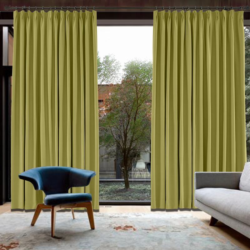 CUSTOM Capri Gold Green Blackout Curtains with Liner