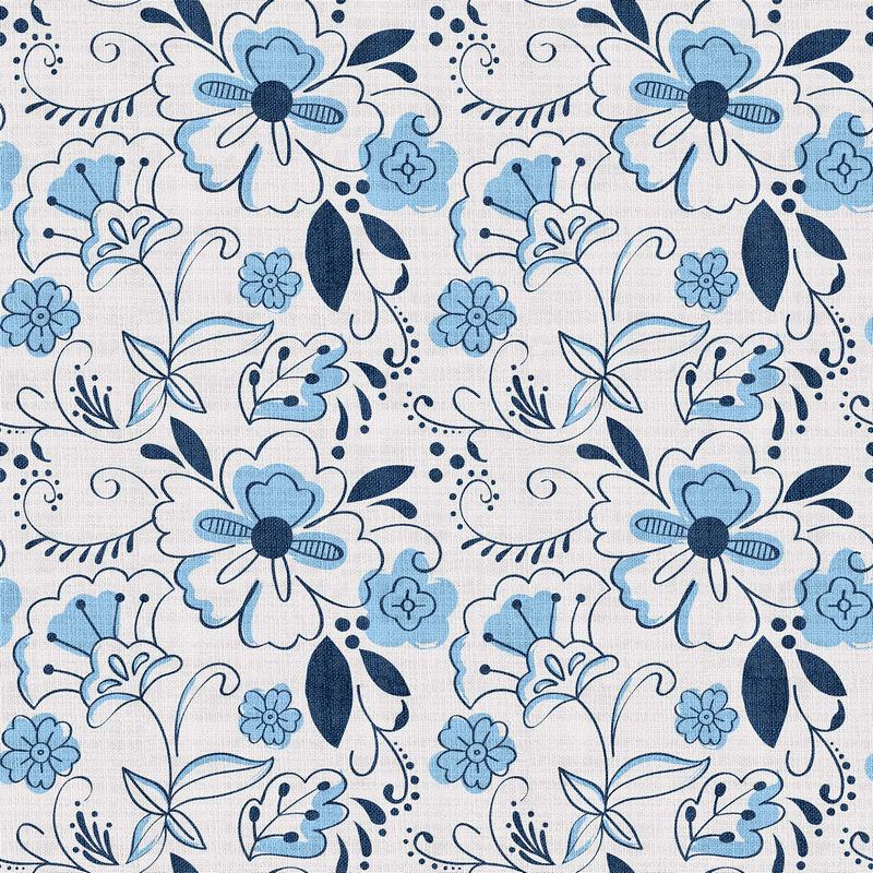 Floral Print Polyester Linen Curtain Drapery WILLIAM