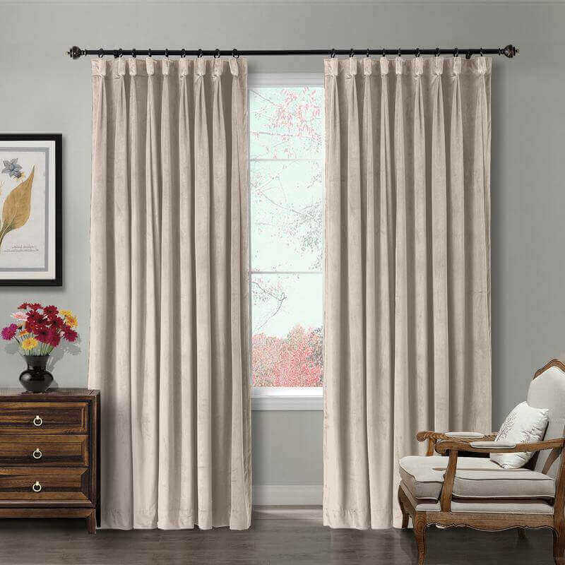 CUSTOM Birkin Ivory Velvet Curtain Drapery With Lining For Traverse Rod Pole or Track