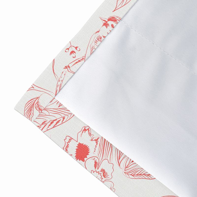 Aquarelle Print Polyester Linen Curtain Drapery with Privacy Blackout Thermal Lining BERT