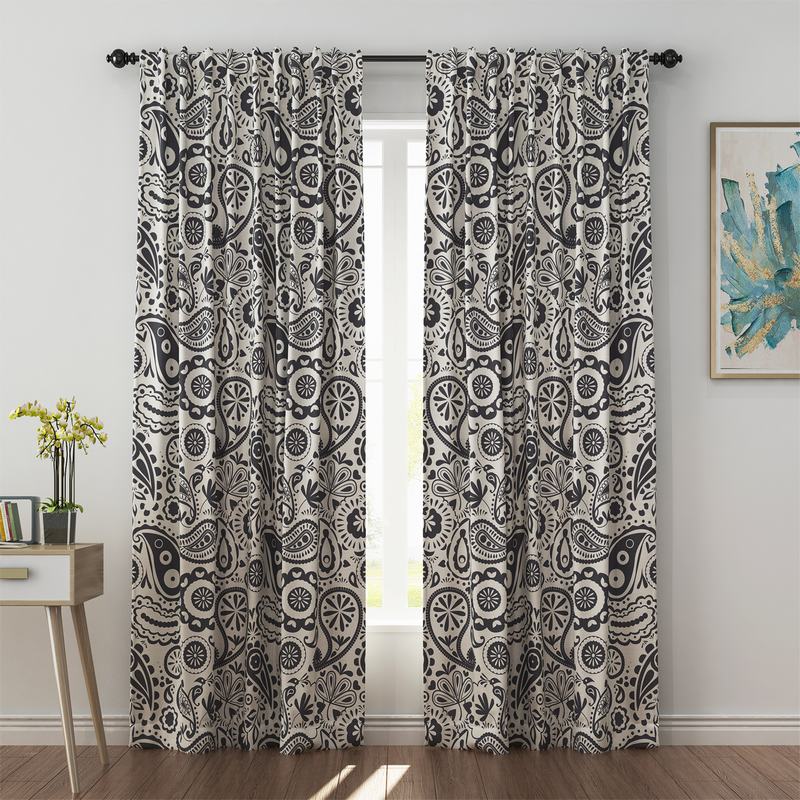Paisley Print Polyester Linen Curtain Drapery IRIS