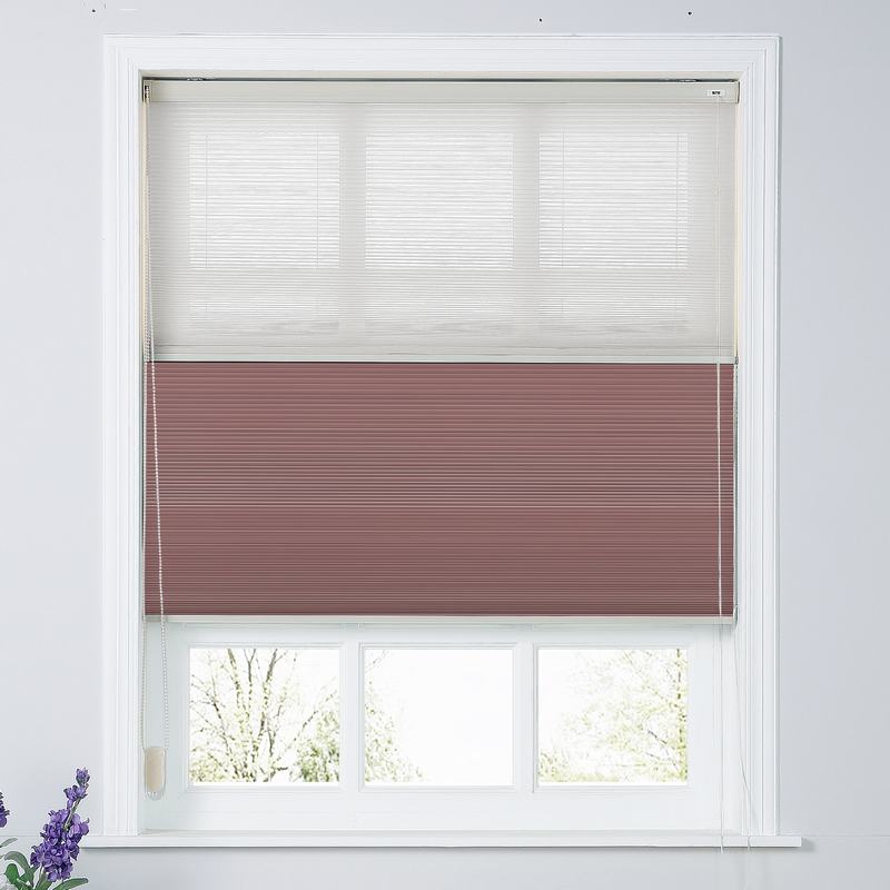 RALPH Cord Lift Blackout TriShades Day/Night Honeycomb Shade with White Backing White Sheer