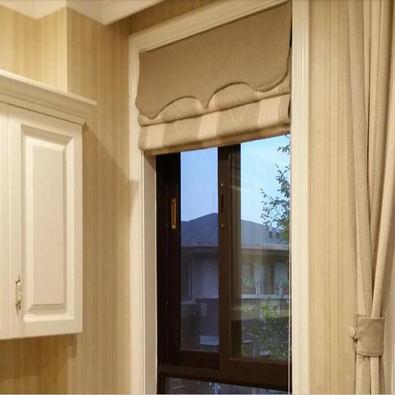 Stripe Cotton Linen Roman Shade In Beige