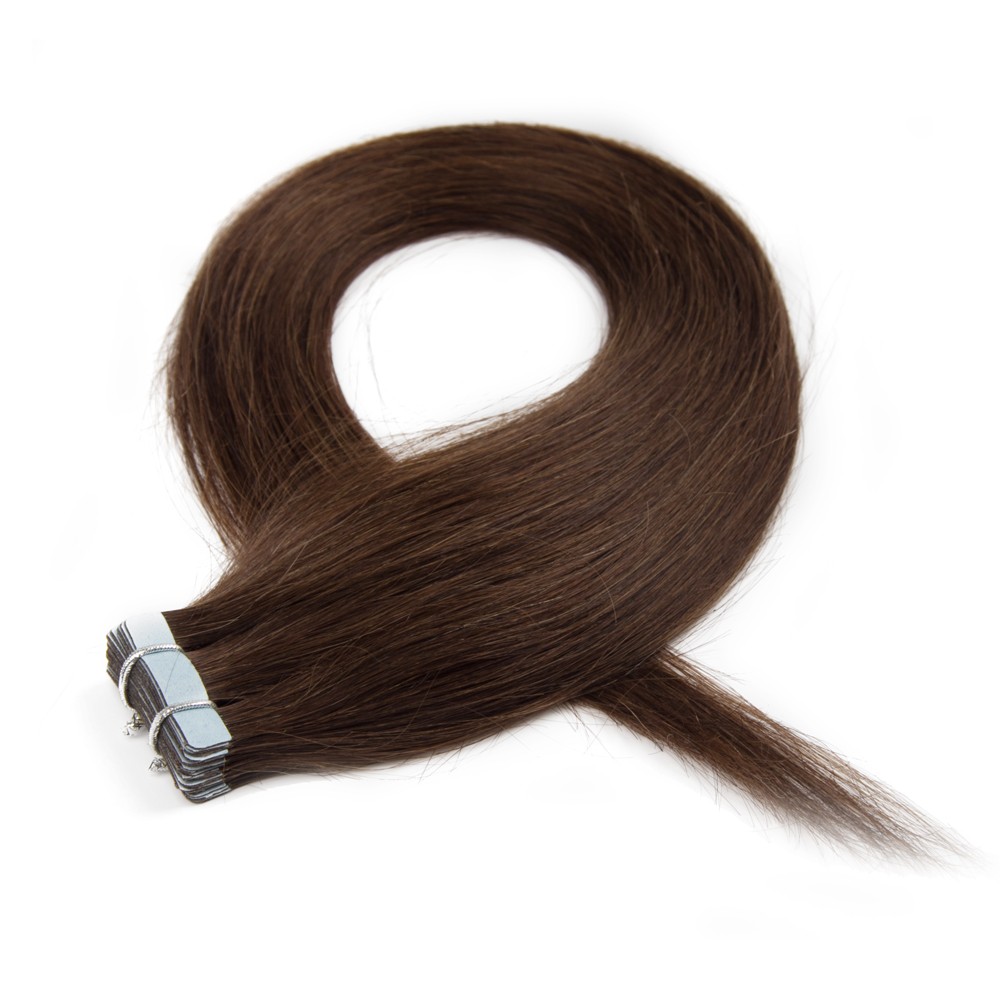 20pcs 50g Straight Tape In Hair Extensions #4 Chocolate Brown