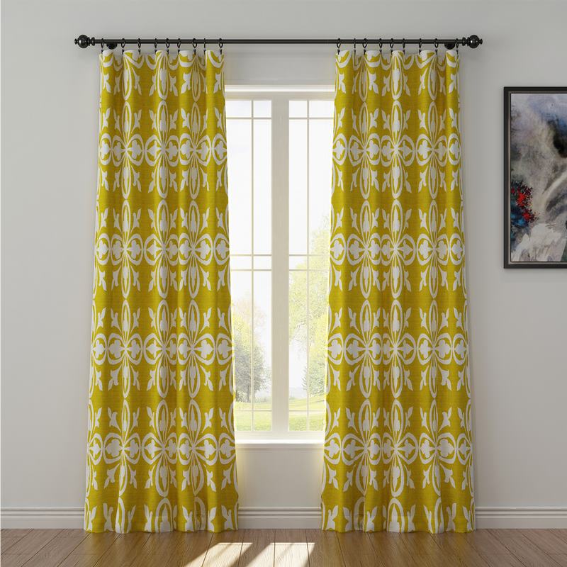 Abstract Print Polyester Linen Curtain Drapery YULAN