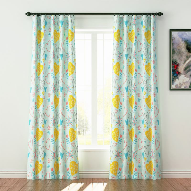 Kids Print Polyester Linen Curtain Drapery FINN