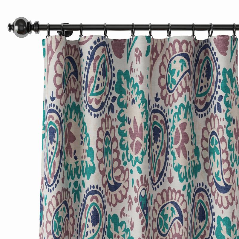 Paisleys Print Polyester Linen Curtain Drapery GEOMETRIC