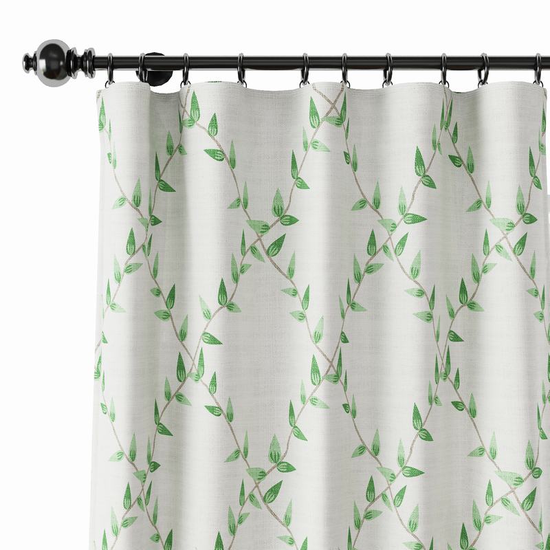 Nature Print Polyester Linen Curtain Drapery GARDEN