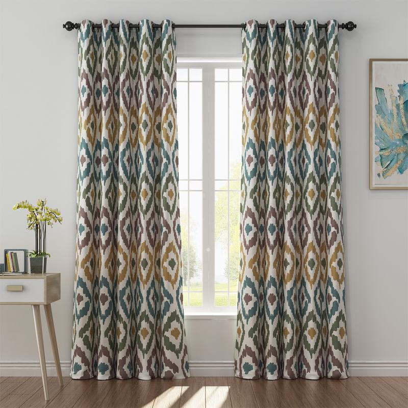 Abstract Print Polyester Linen Curtain Drapery ARYAN