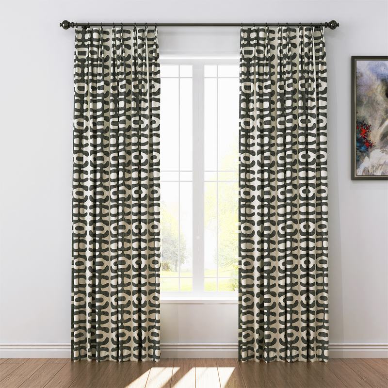 Abstract Print Polyester Linen Curtain Drapery GRAPE