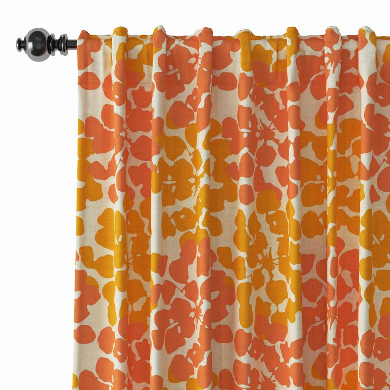 Abstract Print Polyester Linen Curtain Drapery ANNA