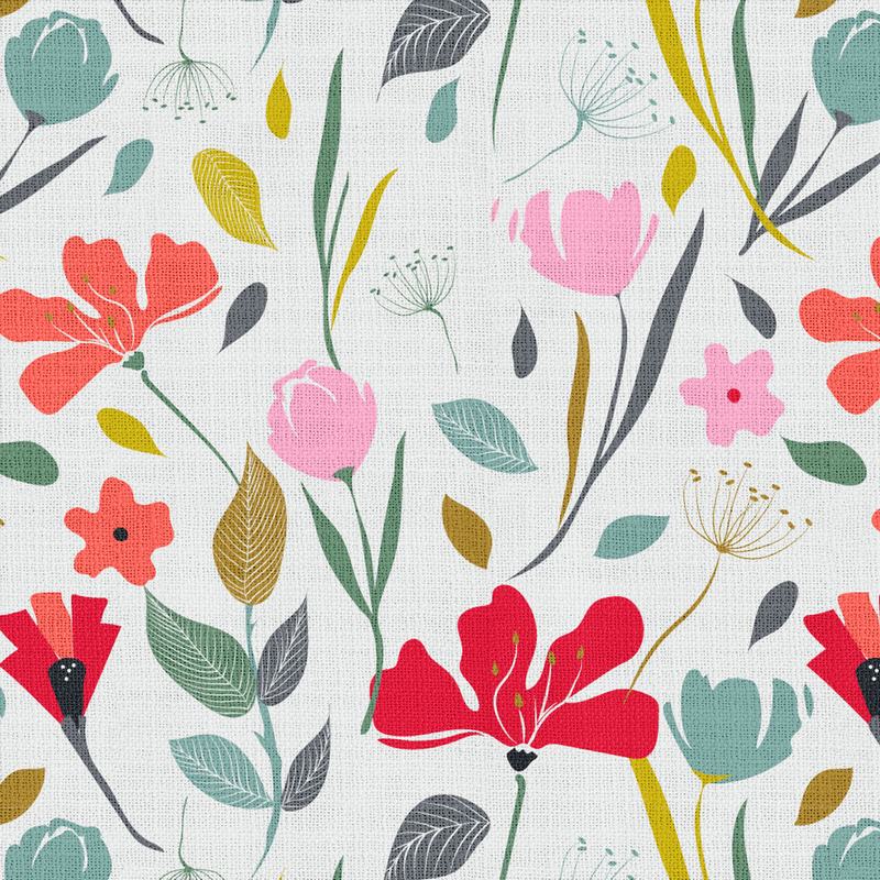 Floral Print Polyester Linen Curtain Drapery with Privacy Blackout Thermal Lining BRENT