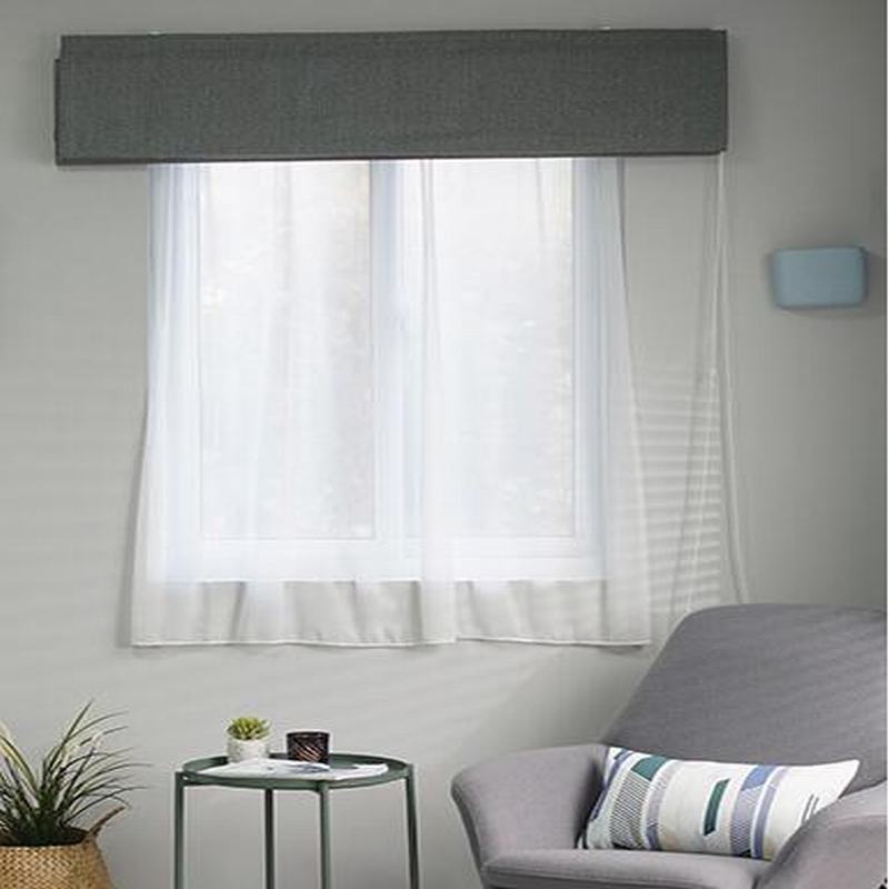 Herringbone Cotton Linen Roman Shade In Gray Green