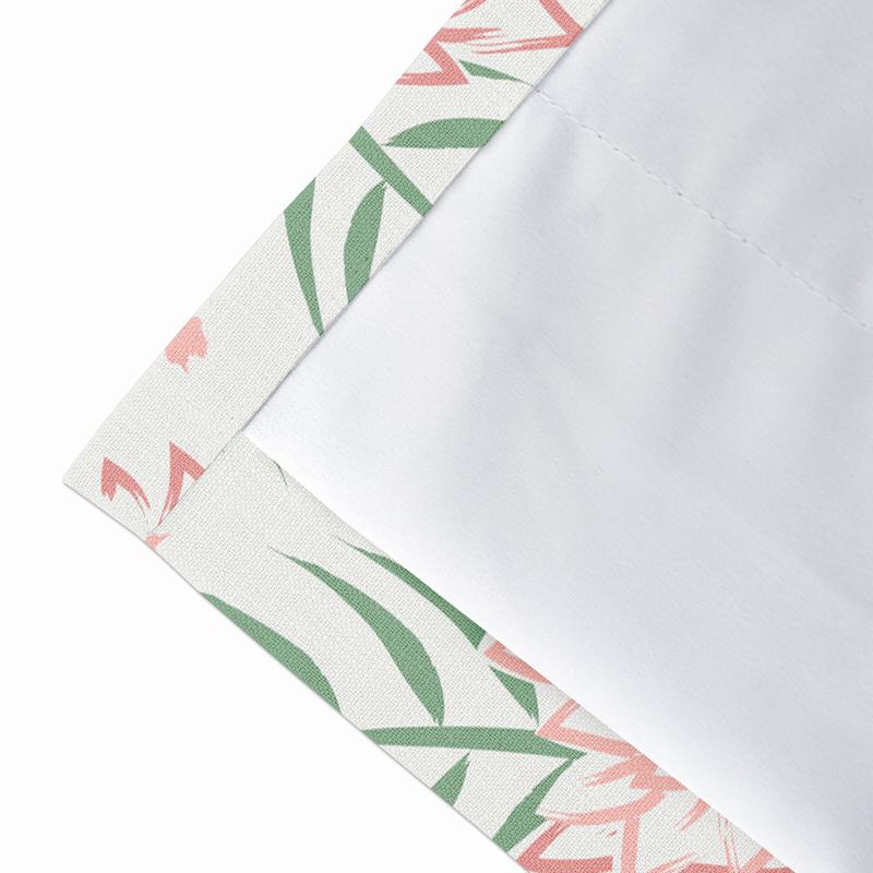Nature Print Polyester Linen Curtain Drapery with Privacy Blackout Thermal Lining CHENEY
