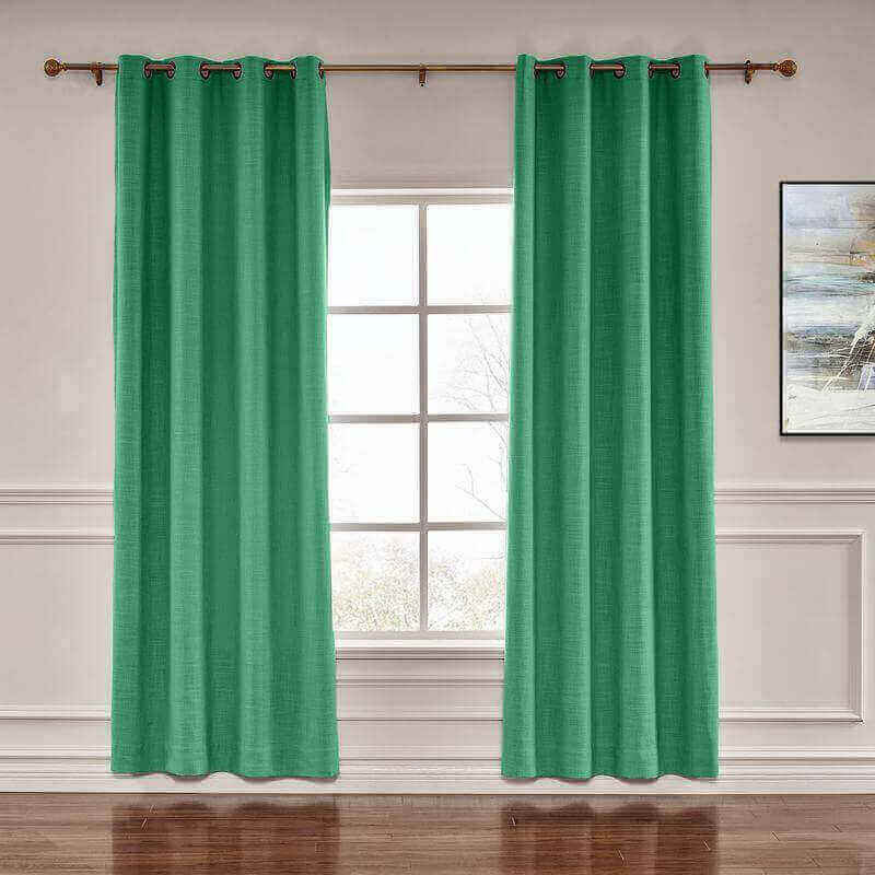 CUSTOM Liz Peacock Polyester Linen Window Curtain Drapery with Lined