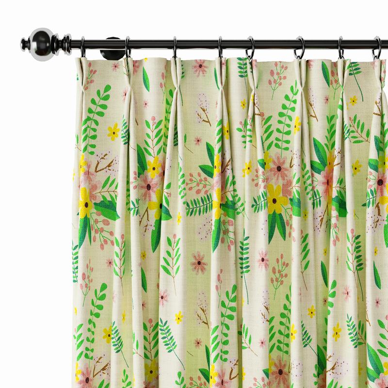 Nature Print Polyester Linen Curtain Drapery WIZARD
