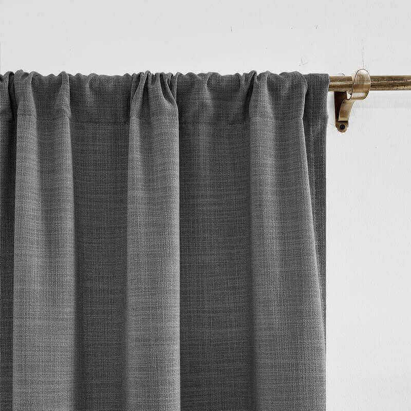 CUSTOM Liz Carbon Grey Polyester Linen Window Curtain Drapery with Lined