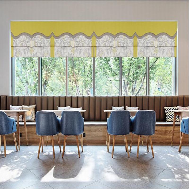 Print Polyester Roman Shade In Yellow