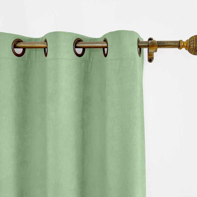 CUSTOM Kante Grass Green Polyester Cotton Drapery With Lining Curtains