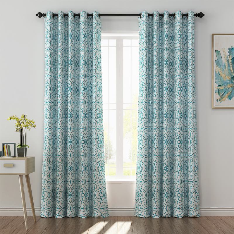 Abstract Print Polyester Linen Curtain Drapery CHARLES