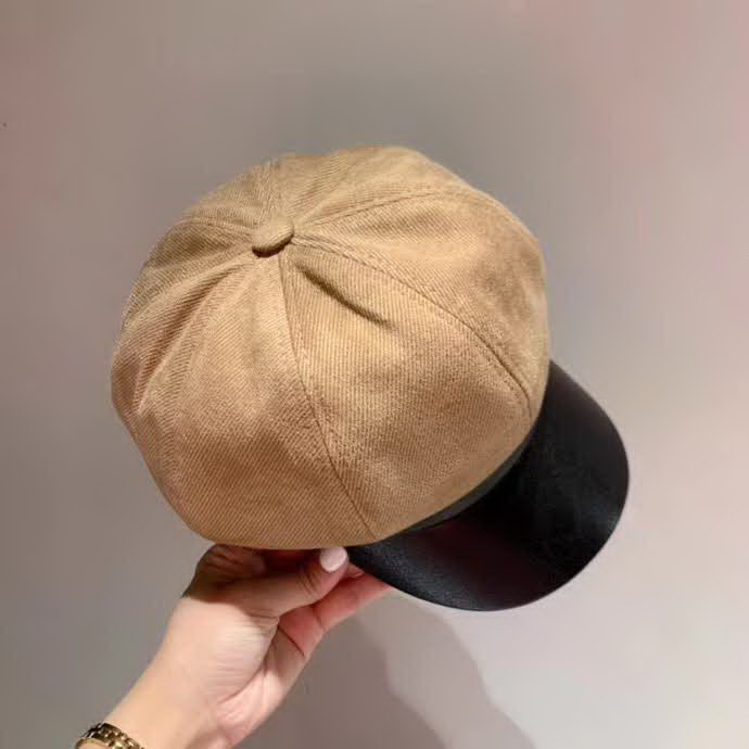 20冬季最新专柜款-圣罗兰ysl新款八角帽南瓜帽，Pu帽檐搭衣必备鸭舌帽