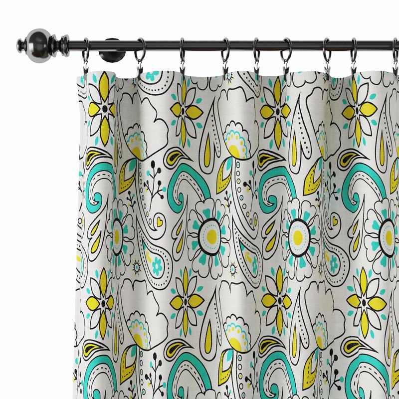 Paisleys Print Polyester Linen Curtain Drapery ATLAS