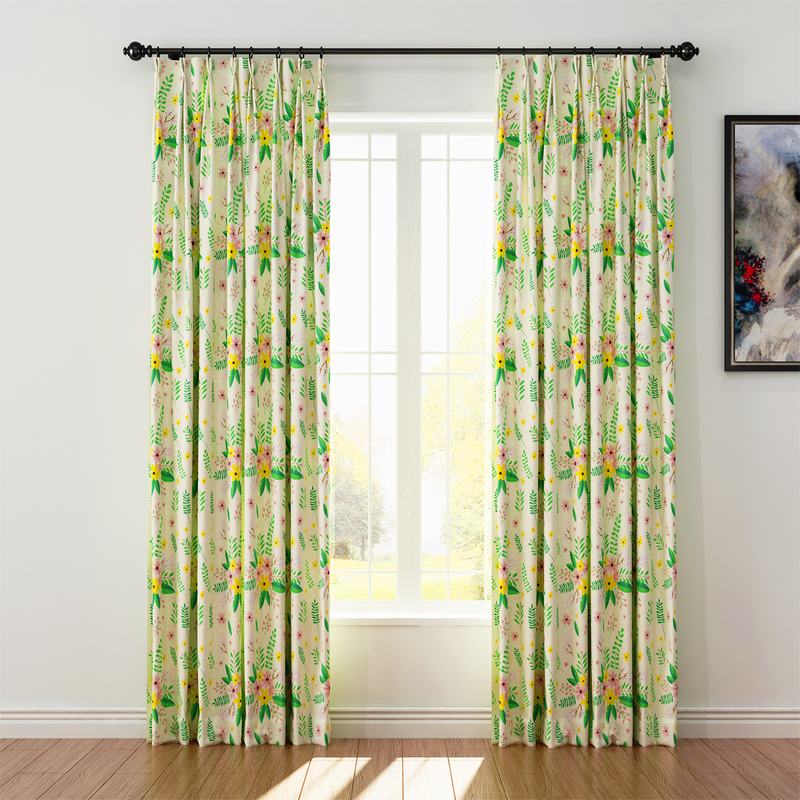 Nature Print Polyester Linen Curtain Drapery WIZARD