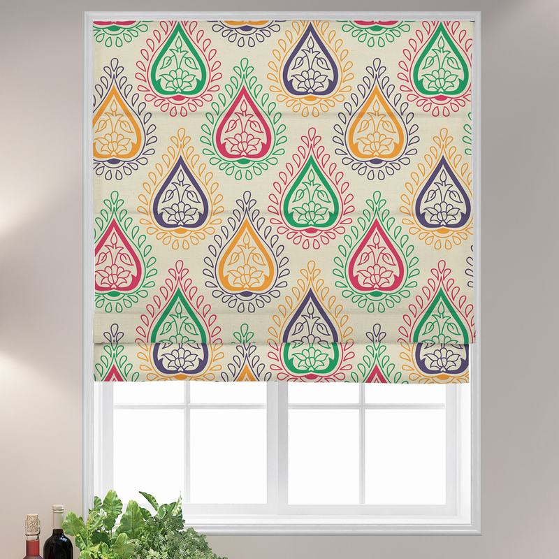 WYATT Abstract Print Polyester Linen Room Darkening Roman Shade