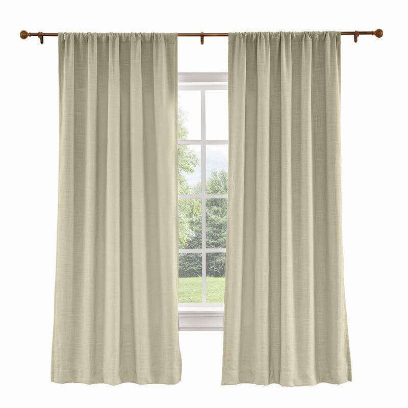 CUSTOM Liz Light Khaki Polyester Linen Curtain Drapery with Lined