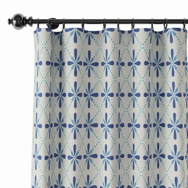 Geometric Print Polyester Linen Curtain Drapery CAMELLIA