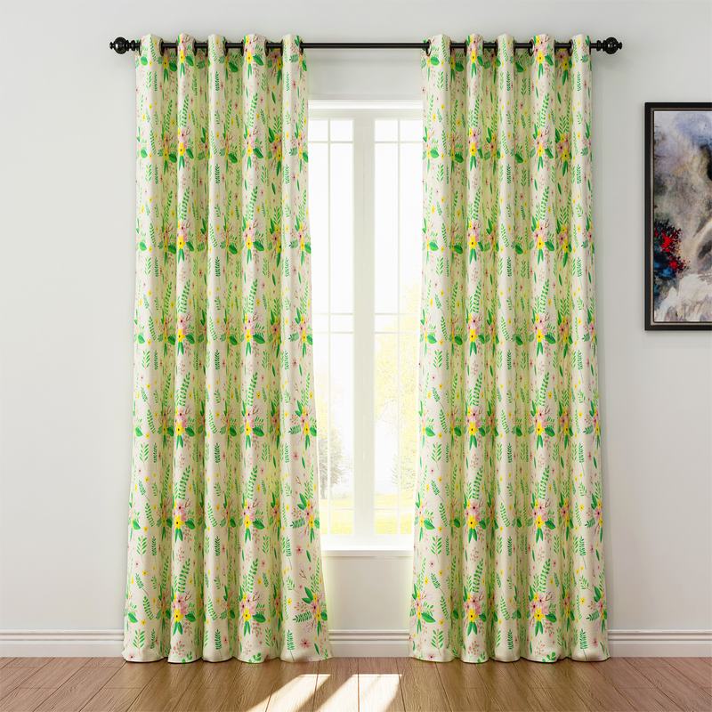 Nature Print Polyester Linen Curtain Drapery WIZARD