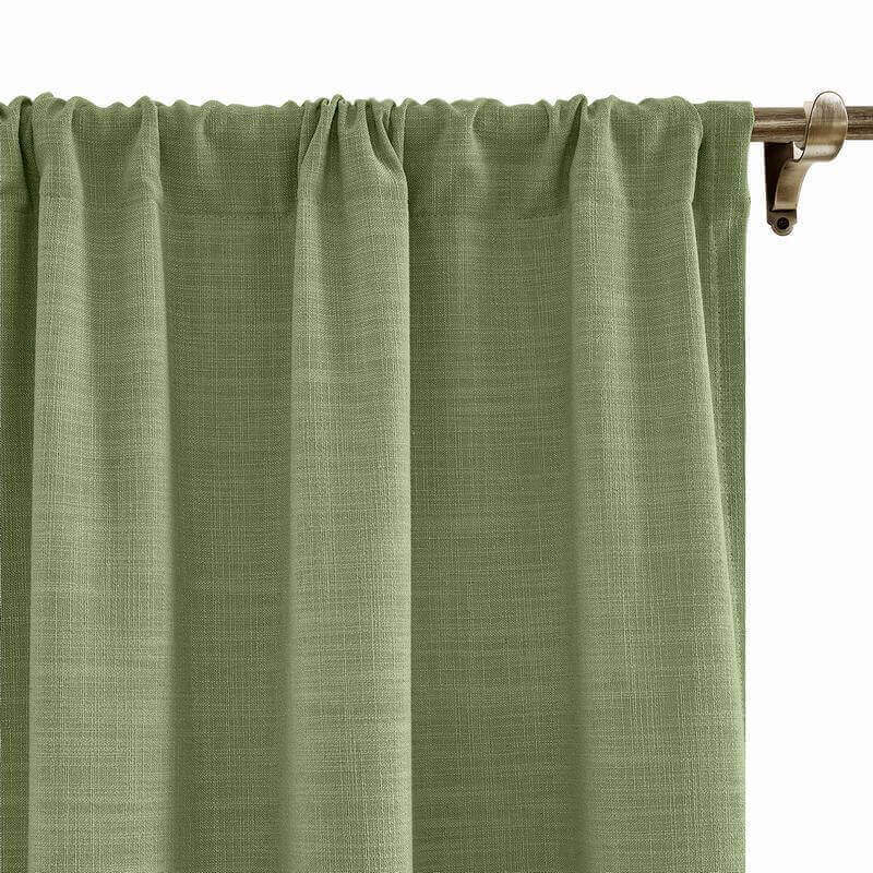 CUSTOM Liz Olive Polyester Linen Curtain Drapery with Lined